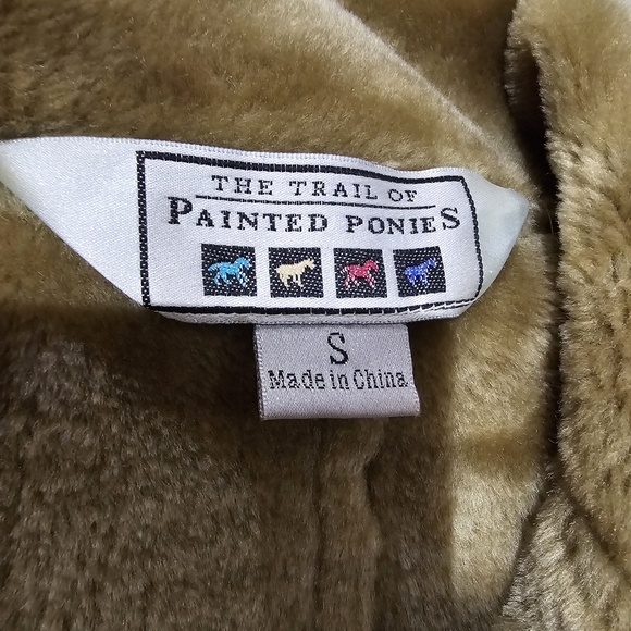 THE TRAIL OF PAINTED PONIES Artistic Horse Print Blazer with Faux Fur Collar - Picture 4 of 8